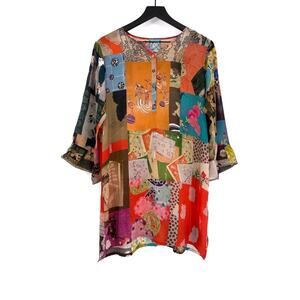 JOHNNY WAS Vera Tunic Orange Brown Red S